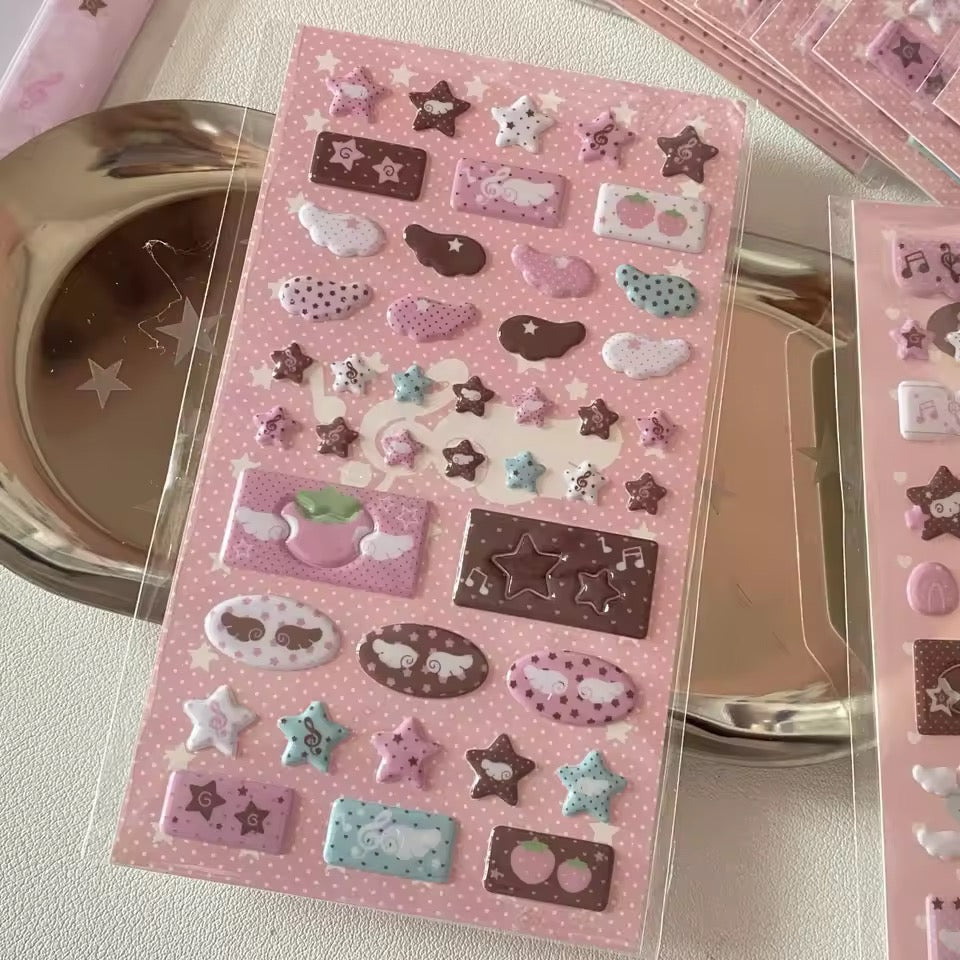 pink | brown aesthetic puffy stickers