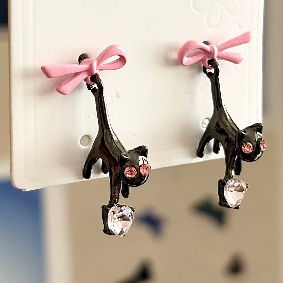 black cat earrings
