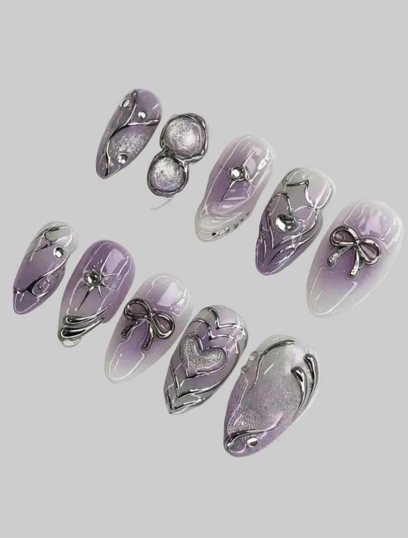 3d purple chrome nails