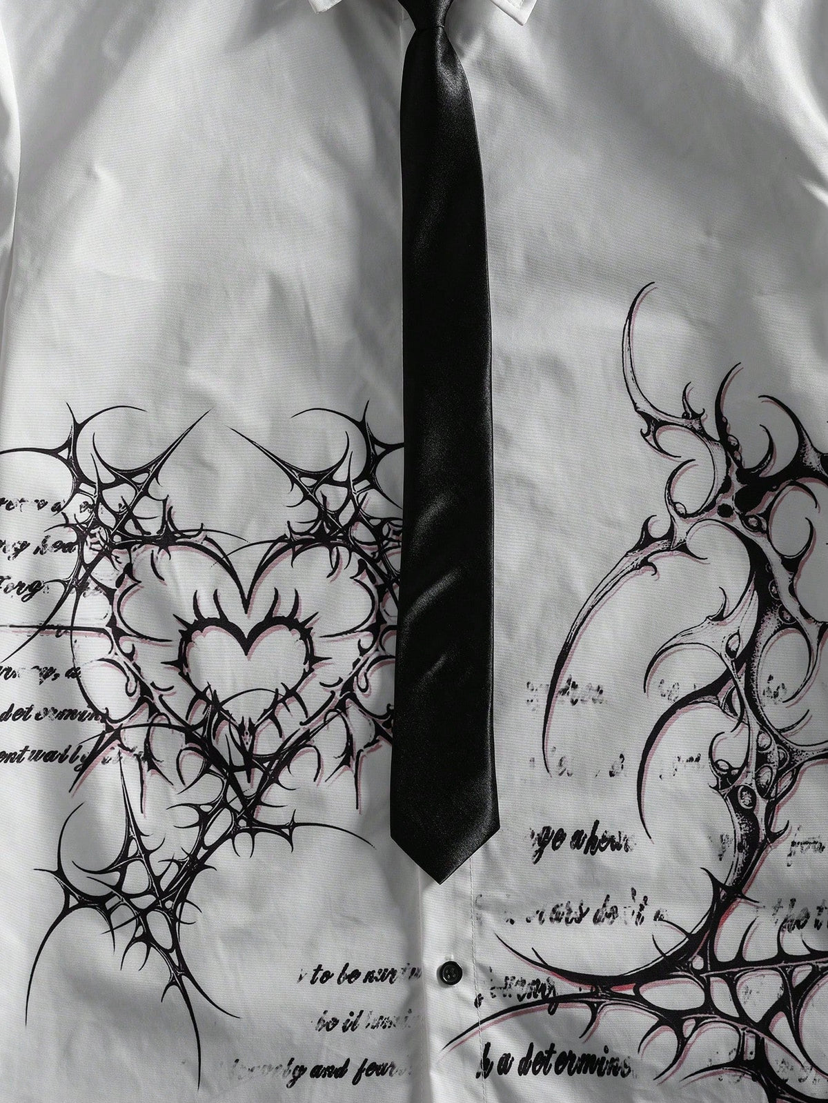 men tribal heart and slogan graphic button up shirt