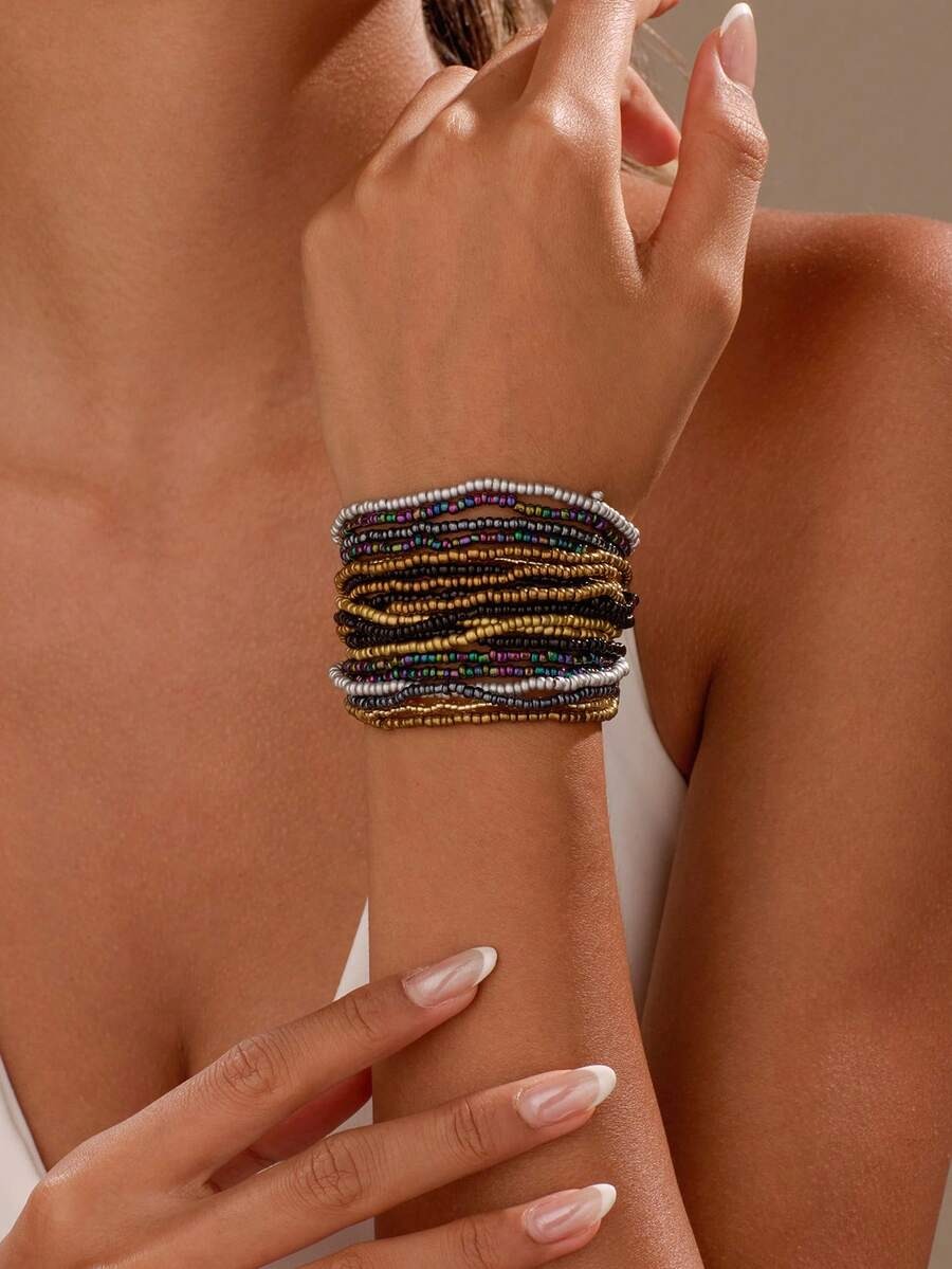 multicolor beaded bracelets (20 pcs)
