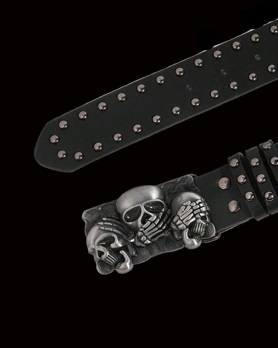 three skulls gothic belt