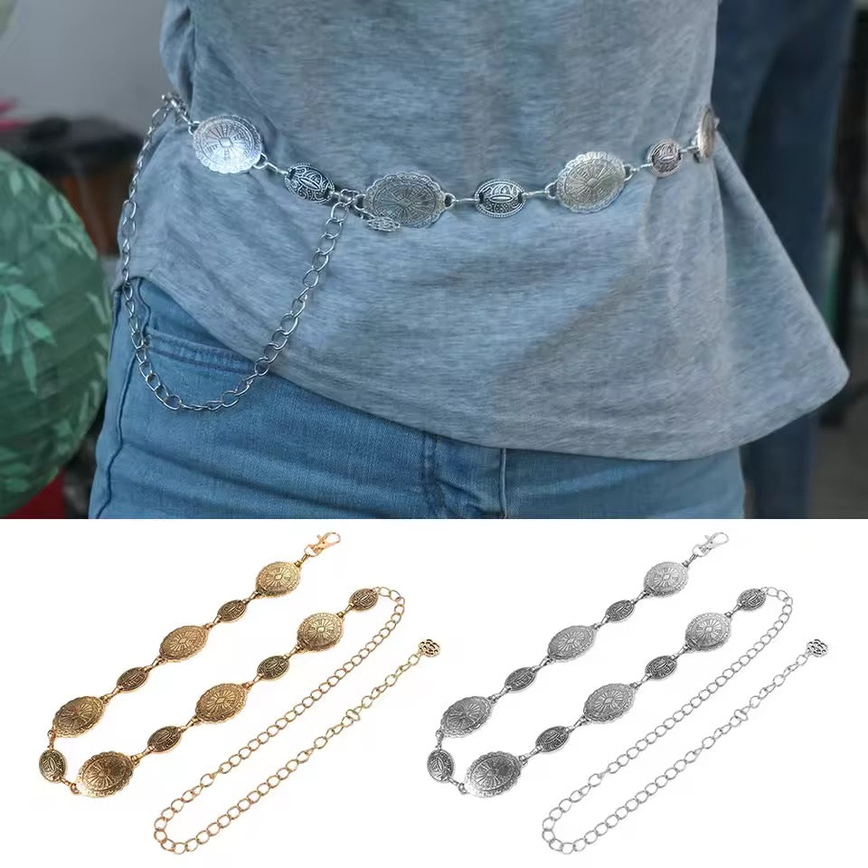 vintage silver n gold waist chain