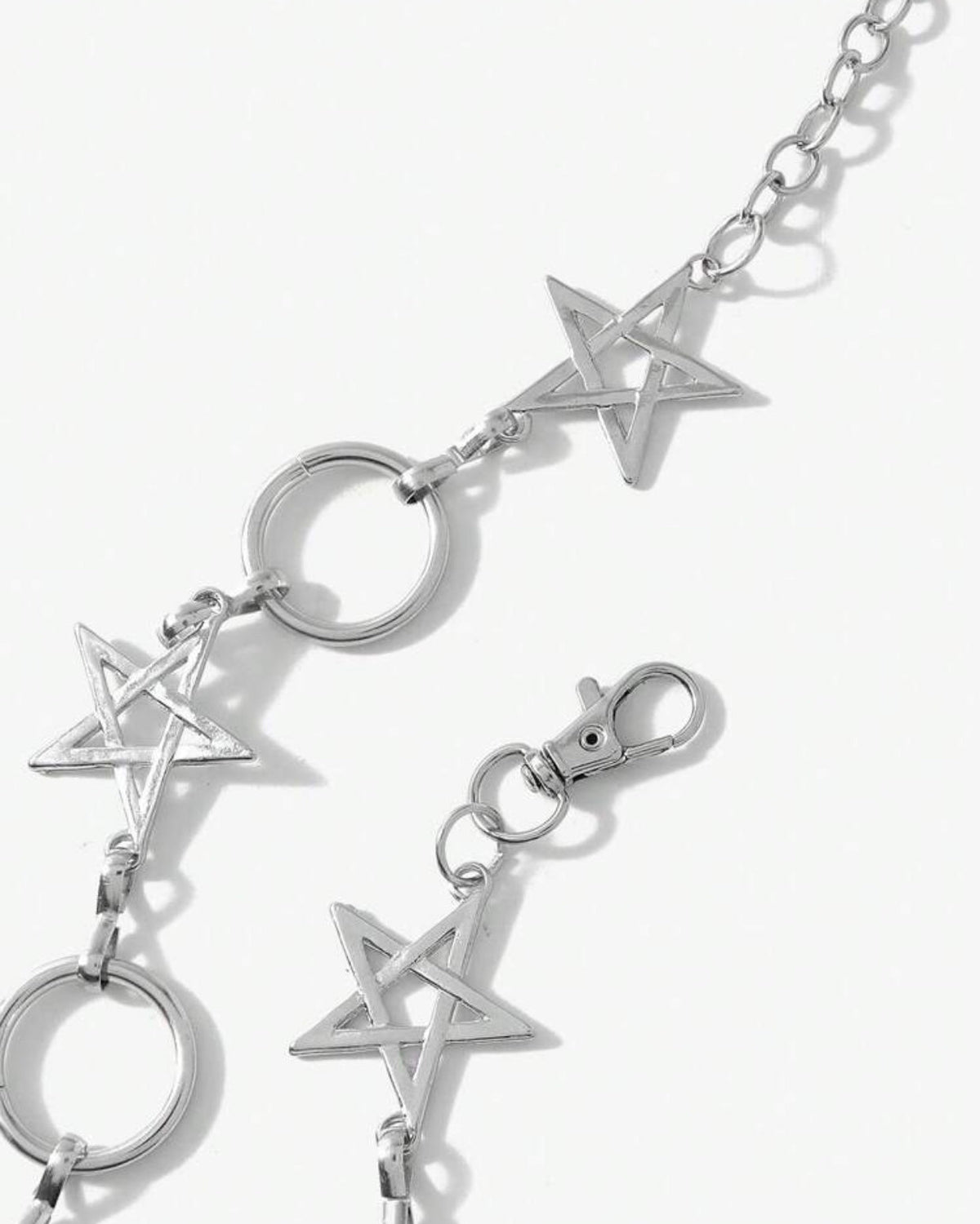 silver star circle waist chain