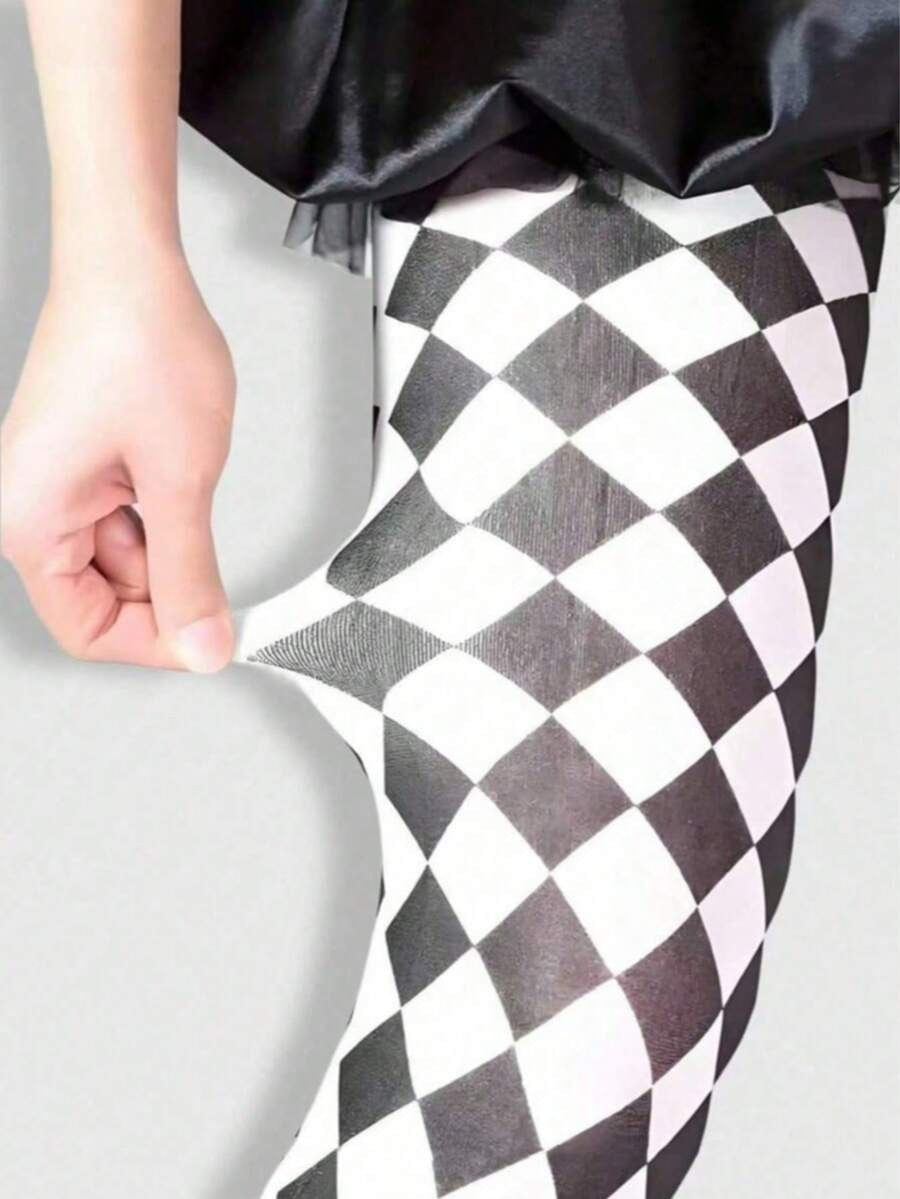 mismatched harlequin striped tights