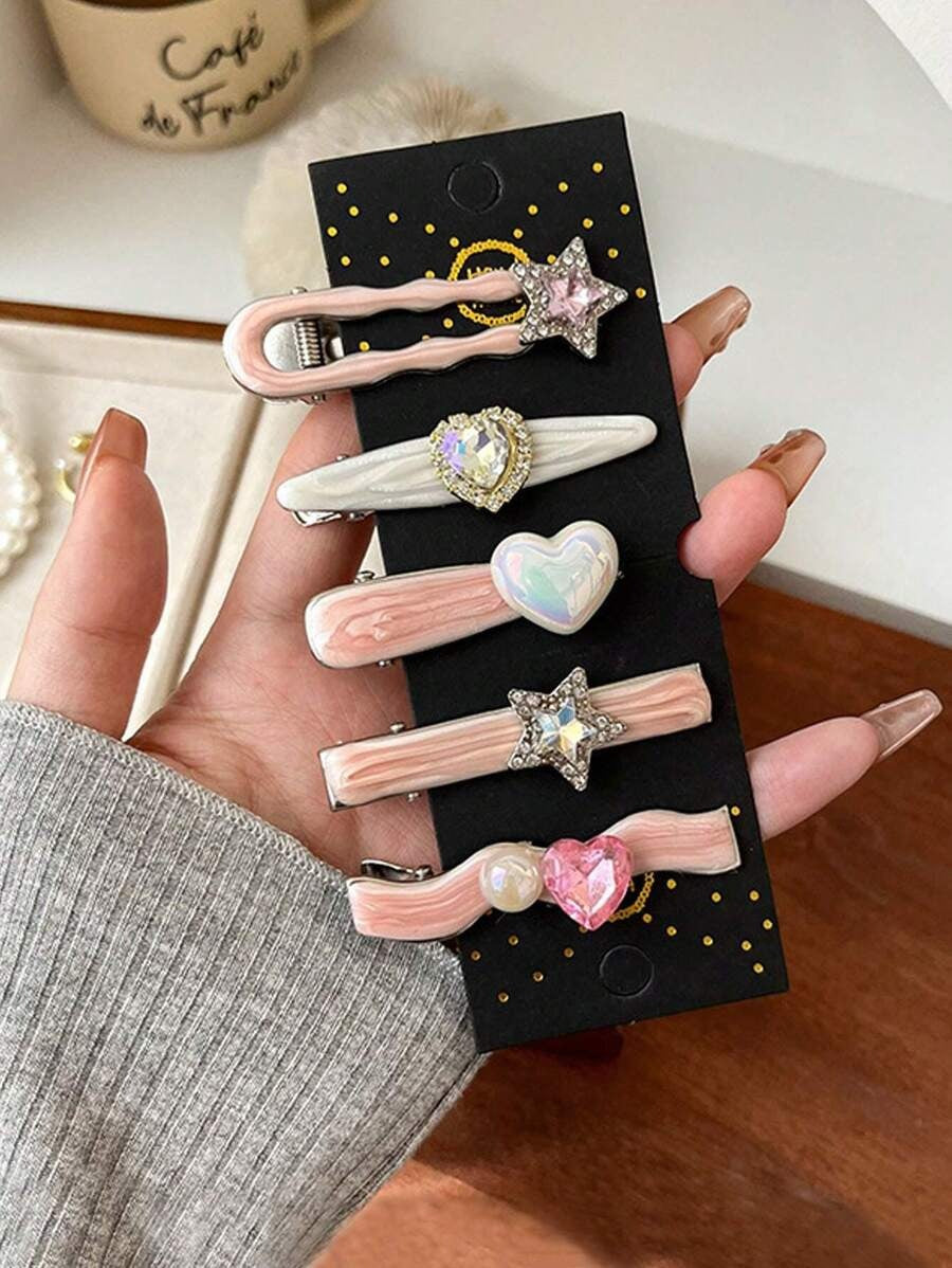 y2k pink hair pins set