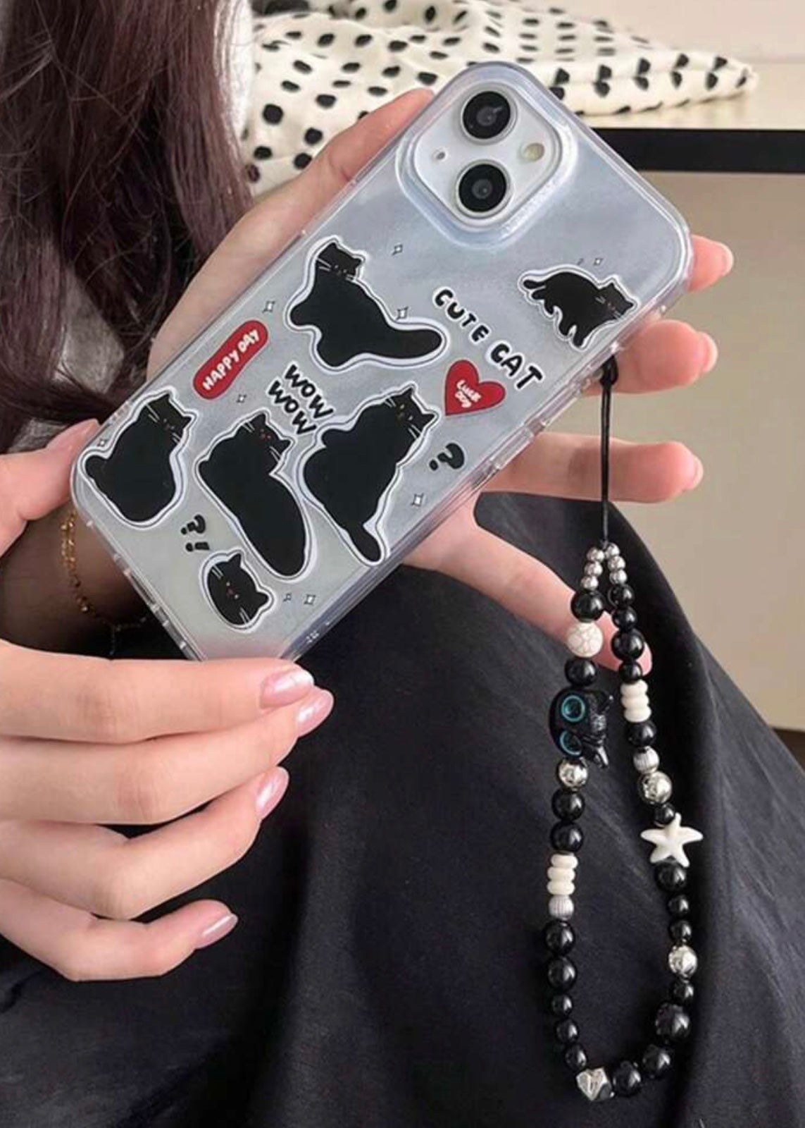 cute cat case + phone charm