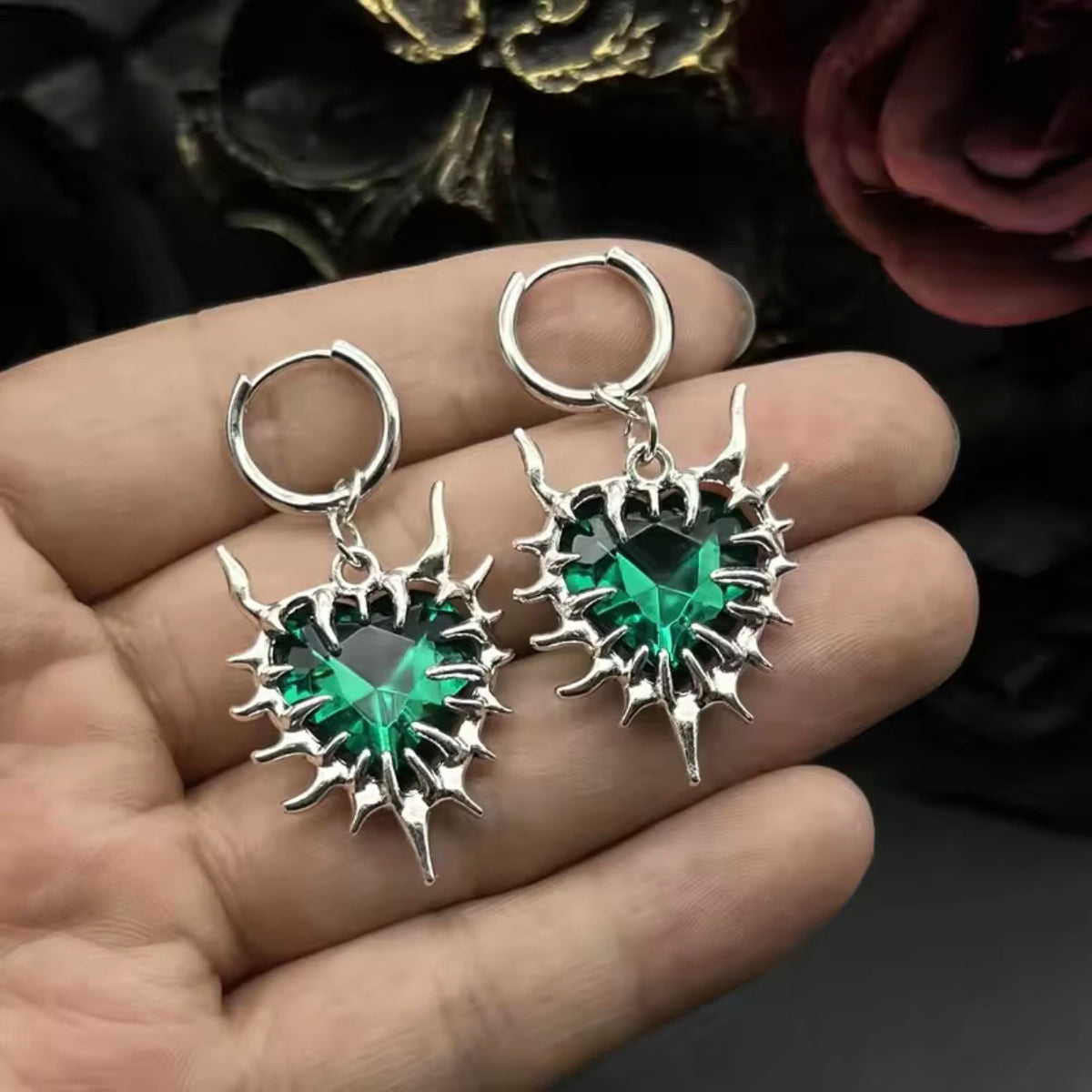 thorn heart earrings