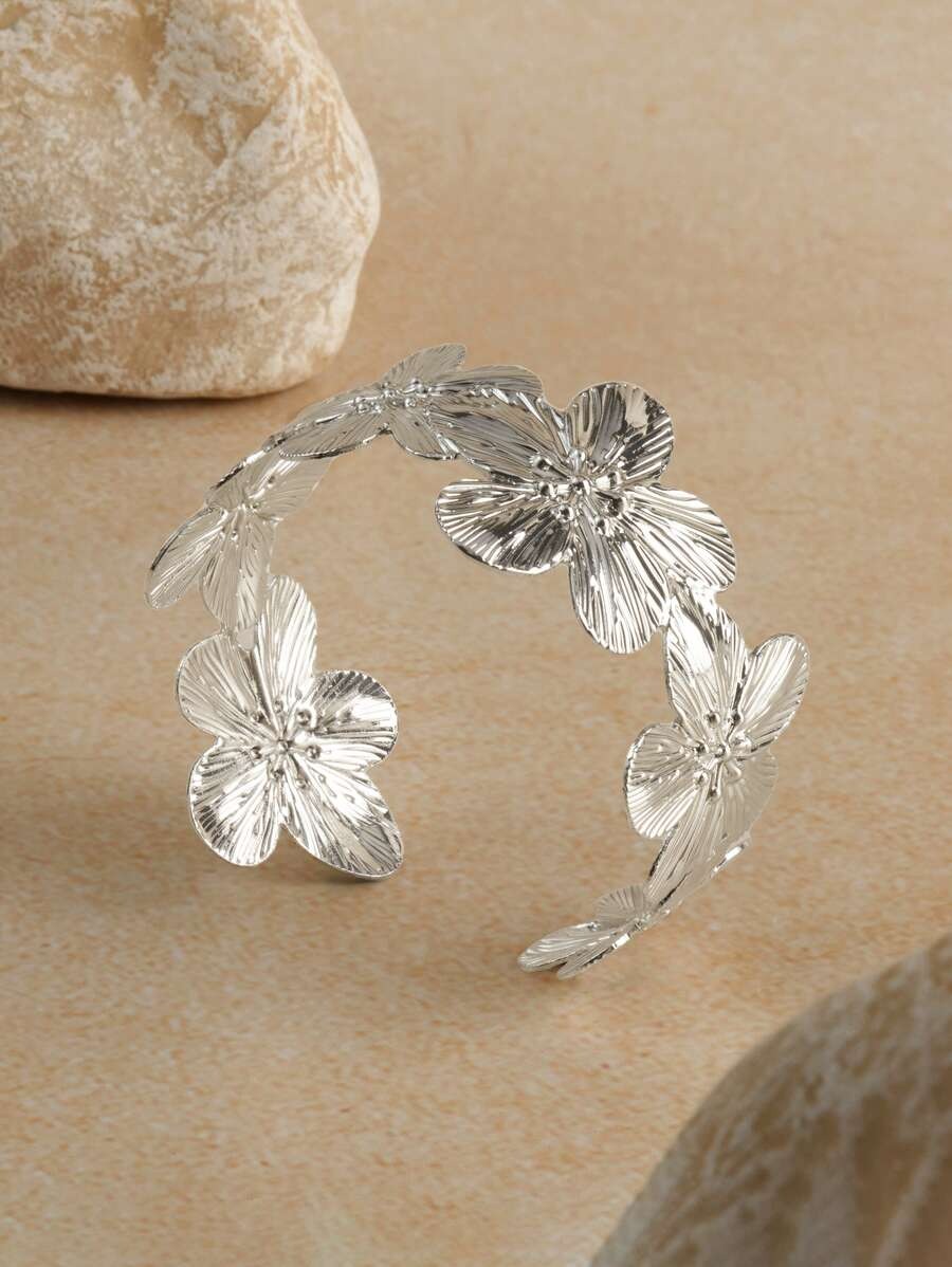 silver flower arm cuff