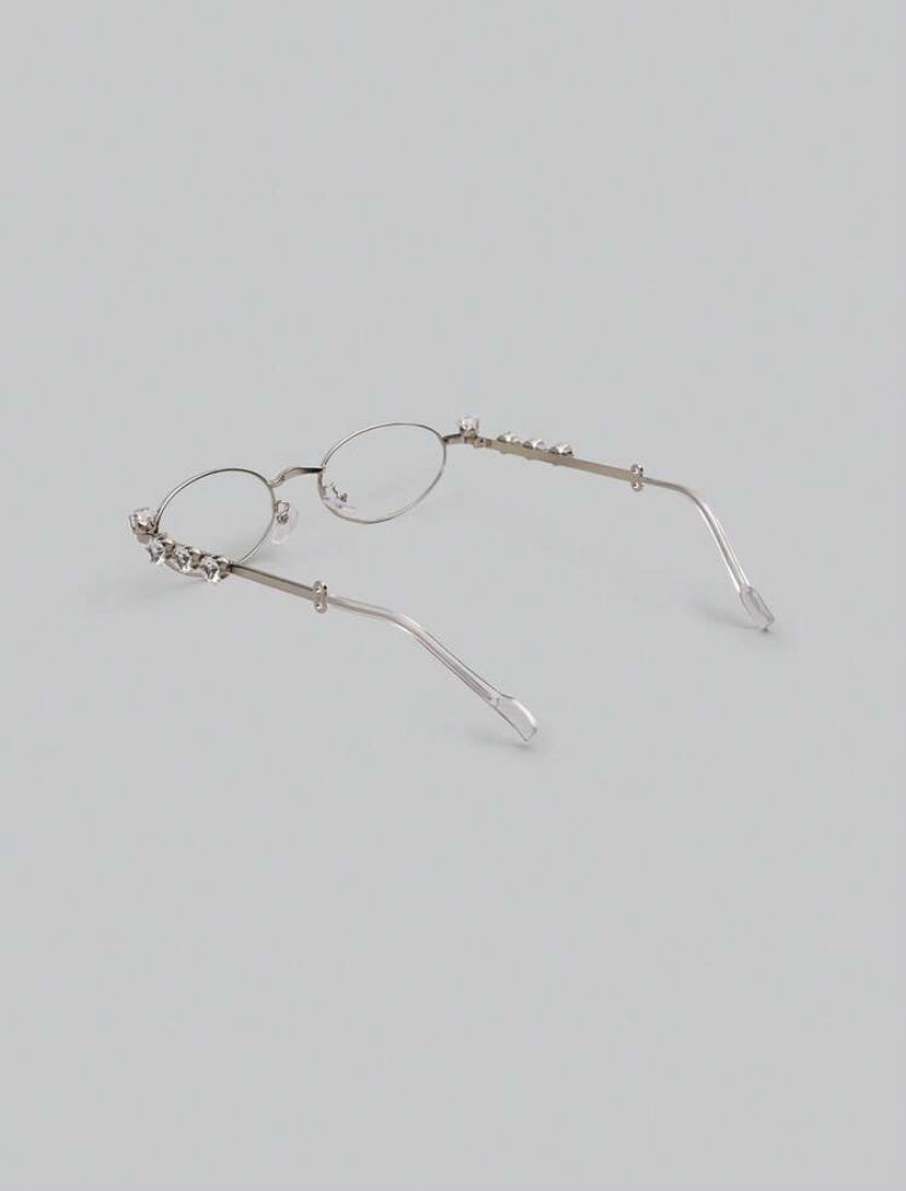 oval rhinestone glasses frame
