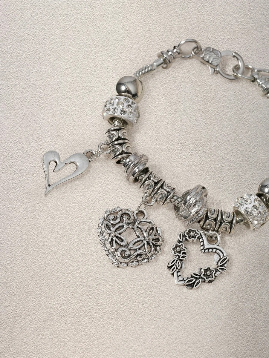 silver love link charm bracelet