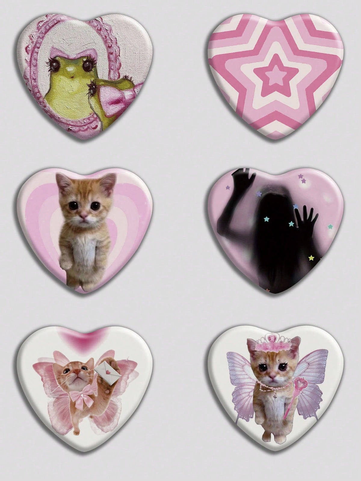 heart shaped pink badge