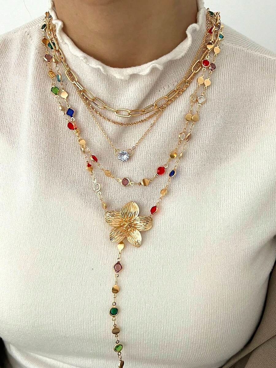 wildflower meadow layered necklaces set (5pcs)