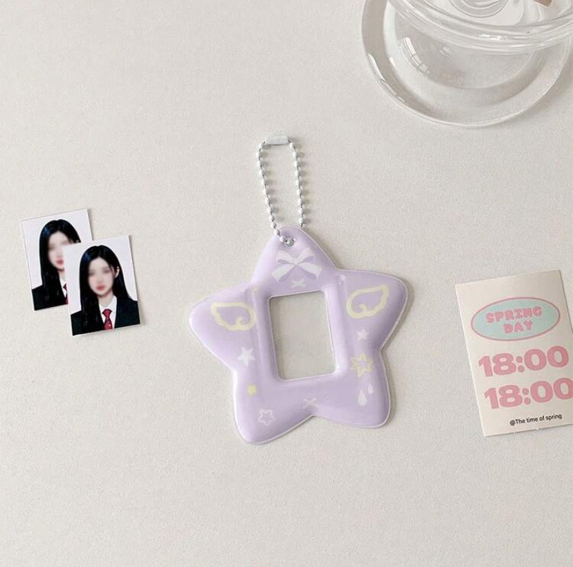 pastel star picture holder keychain