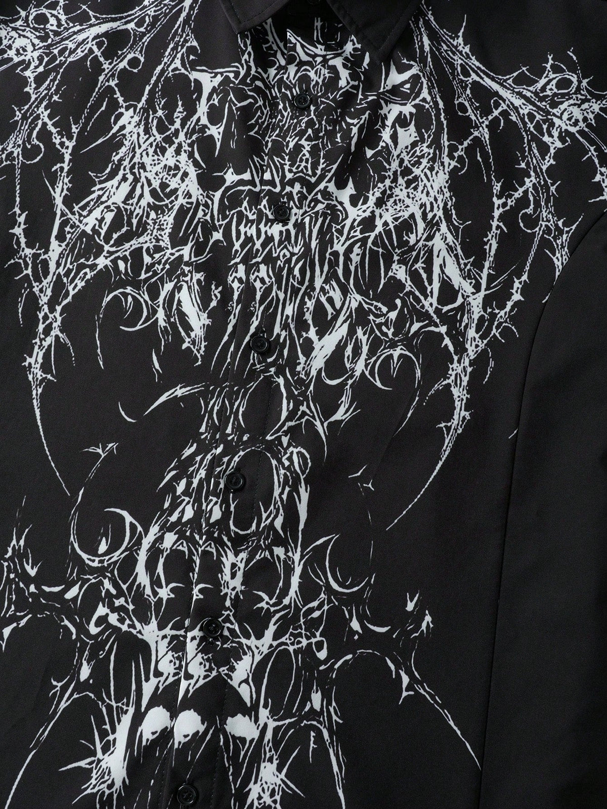 men goth abstract graphic short sleeve collar shirt black