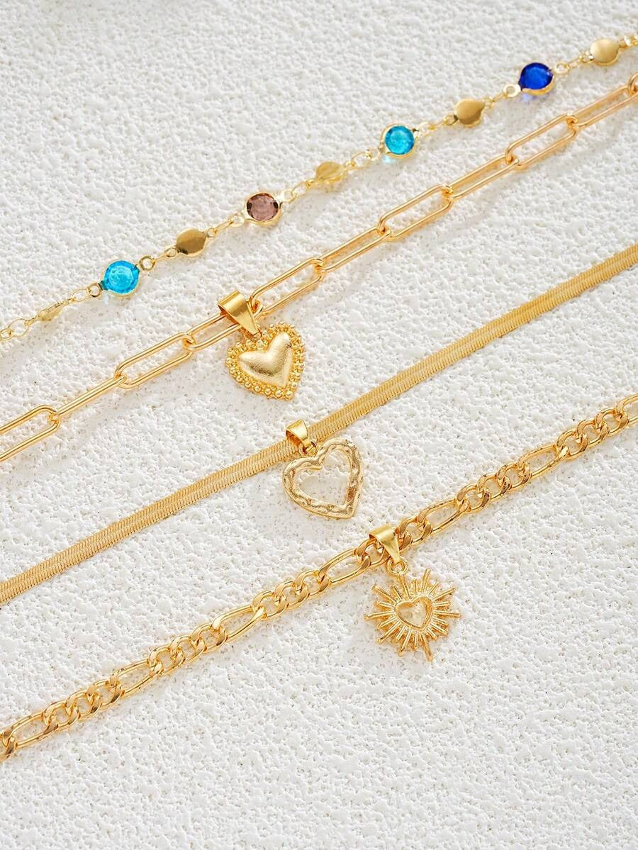 the love kaleidoscope layered necklaces set (4pcs)