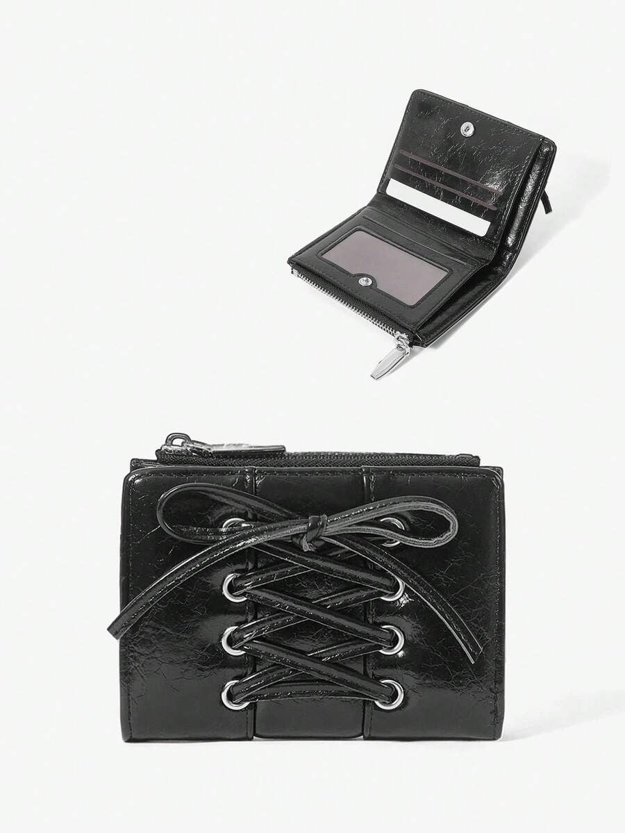 black leather zipper wallet