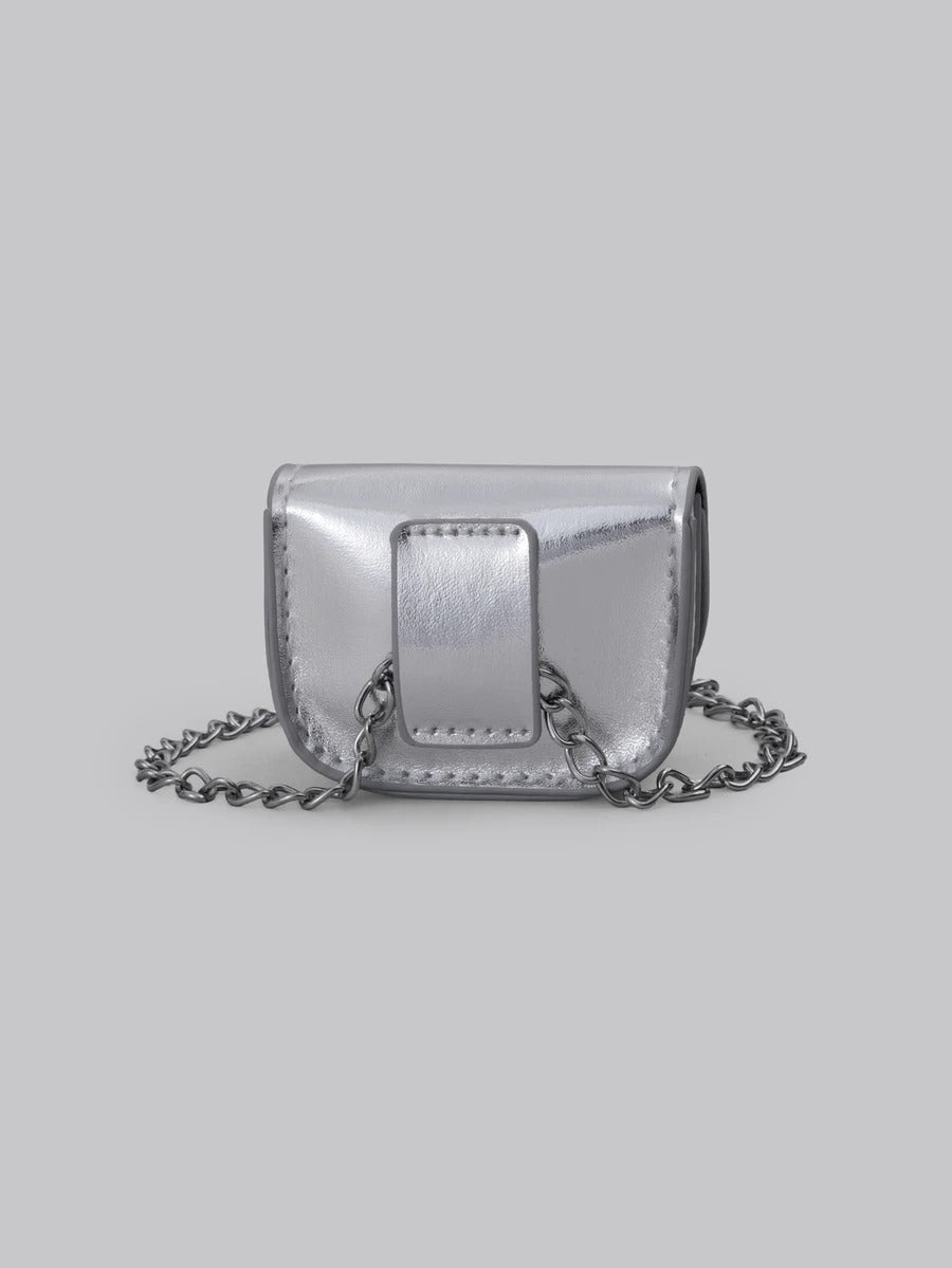 silver mini hand bag
