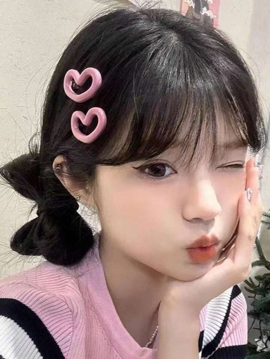 pink heart hair pins