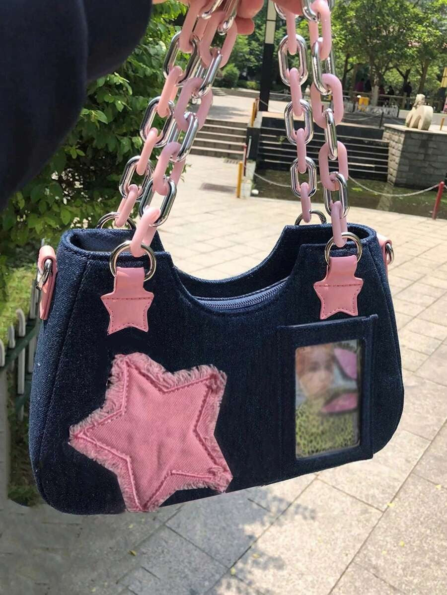 Y2K Starry Denim Handbag