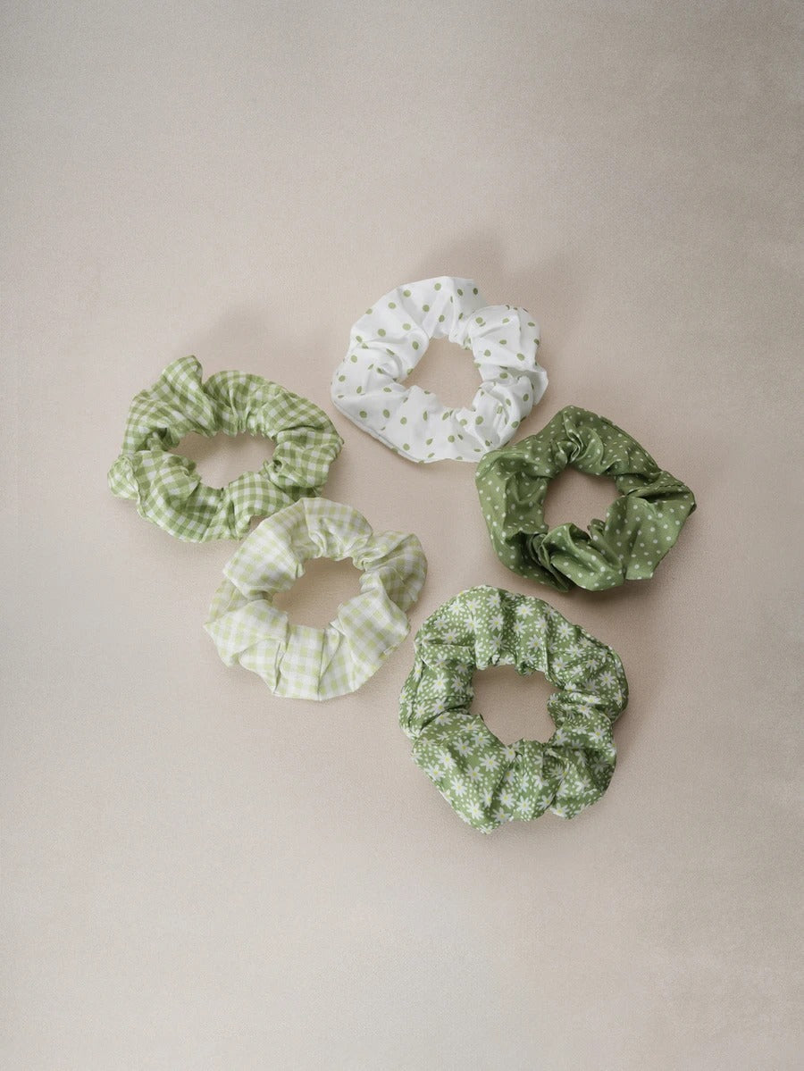 green scrunchies set