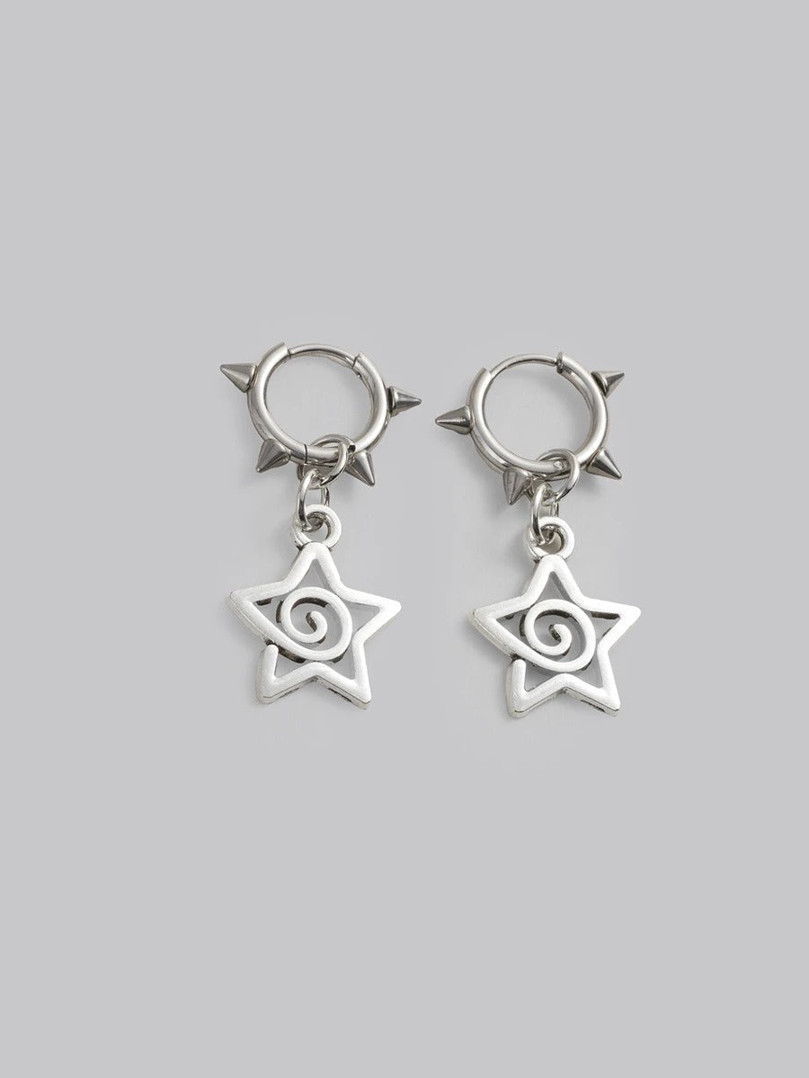 punky swirl star earrings
