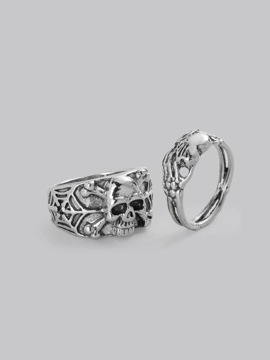 skull stack ring set