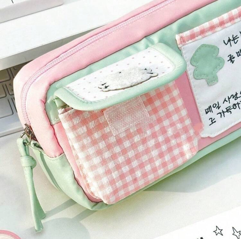 pastel plaid pencil case