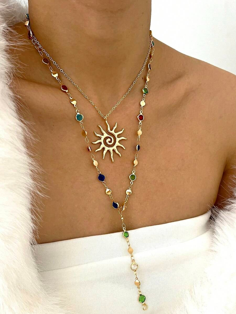 solara swirl layered necklaces set (2pcs)
