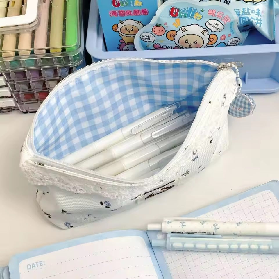 floral blue hello kitty pouch | pencil case