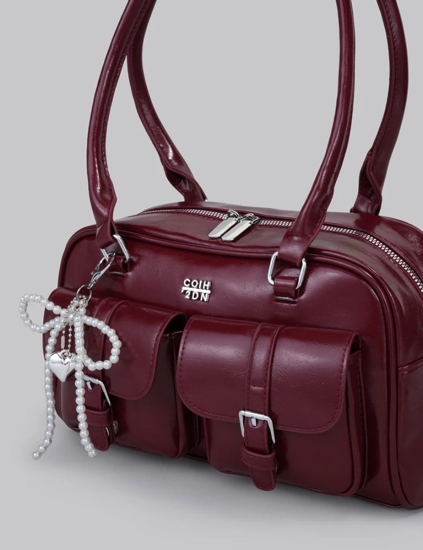 wine red multi-pocket bag