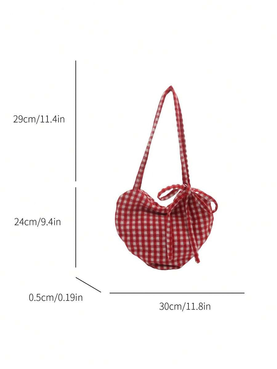 heart shaped plaid bag