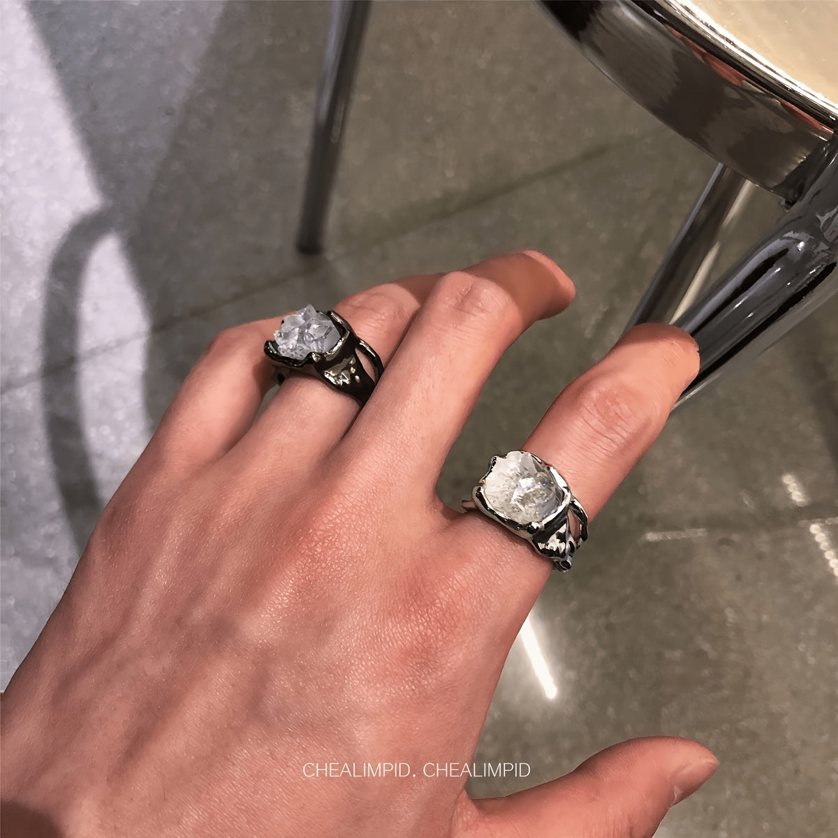 vintage irregular stone ring set