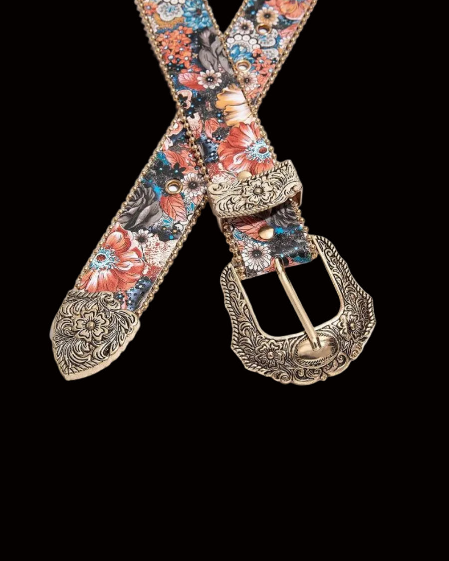 vintage flora embroidered belt