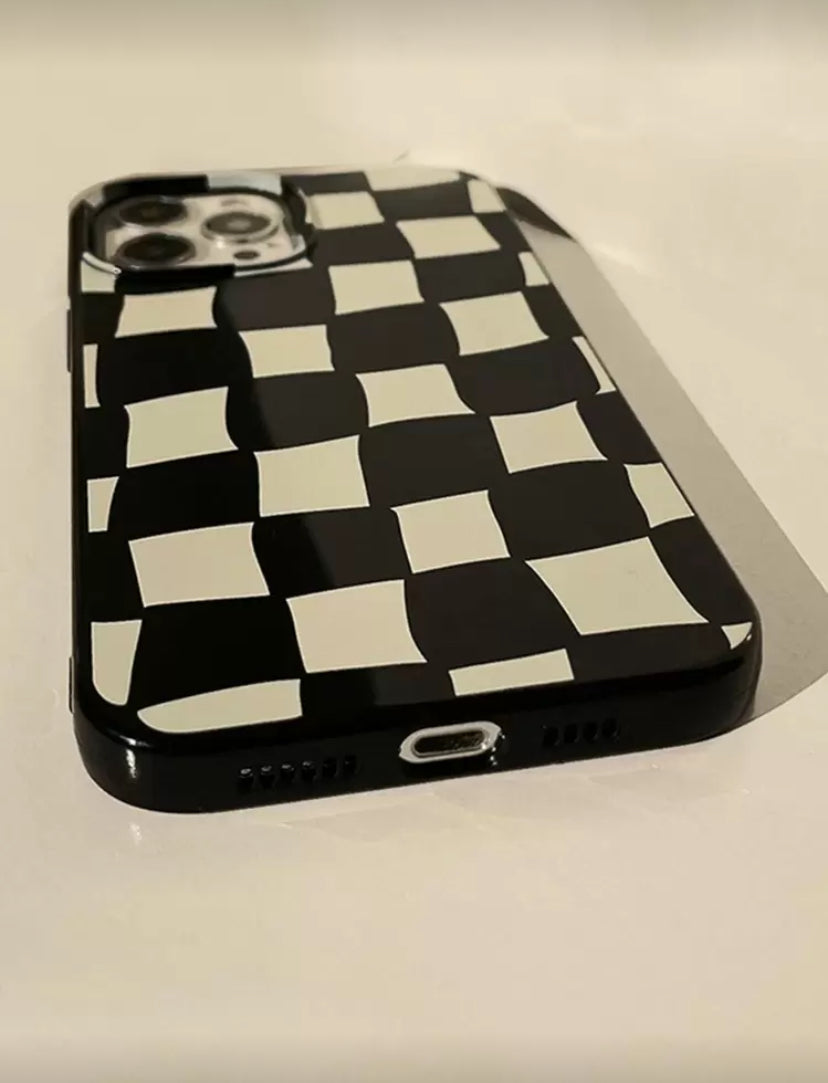 geometric black and white phone case