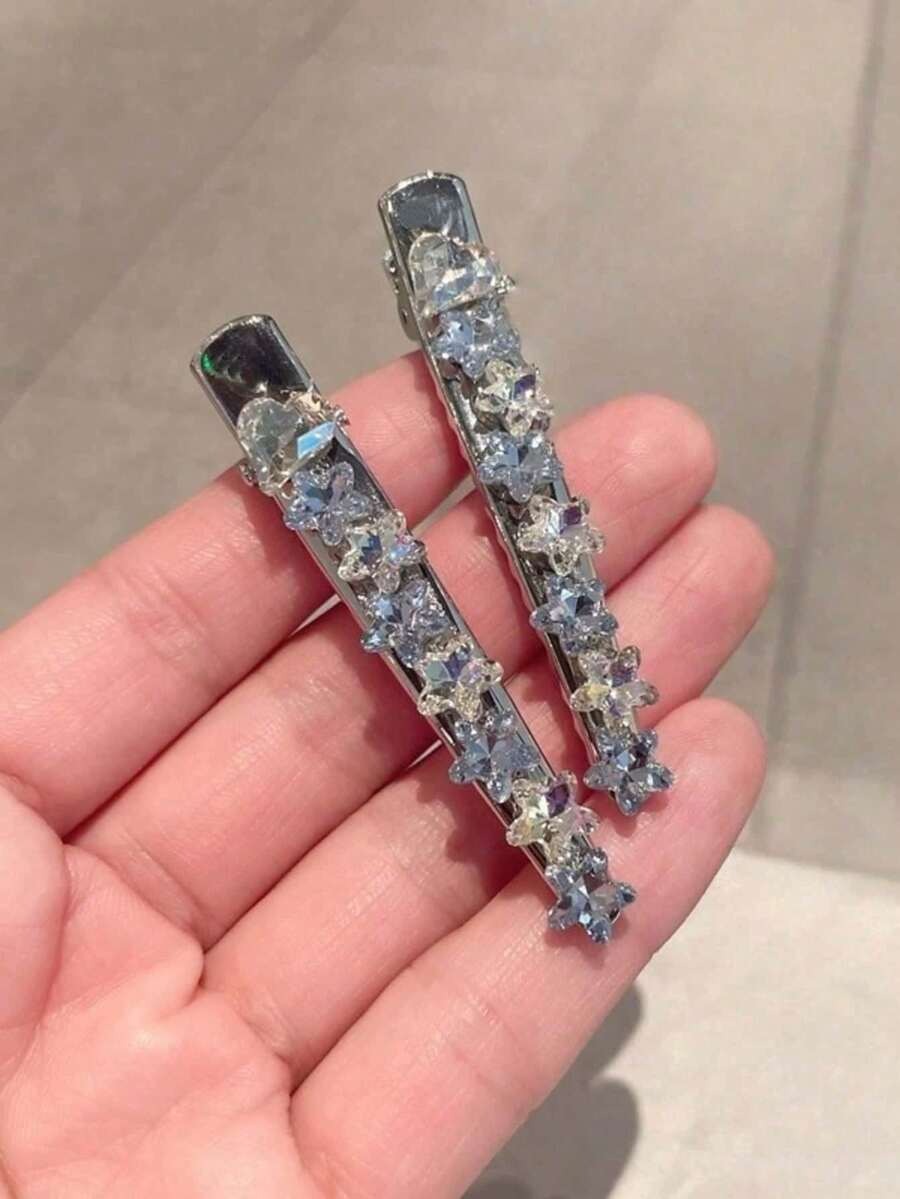 rhinestone star silver hair pin