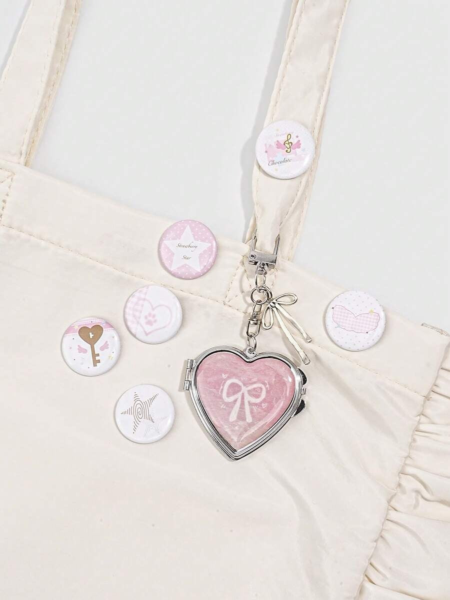 coquette pink bag charm and bag pin (7 pcs set)