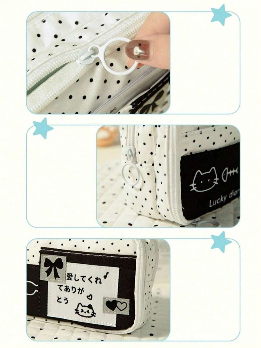polka dot cat pencil case
