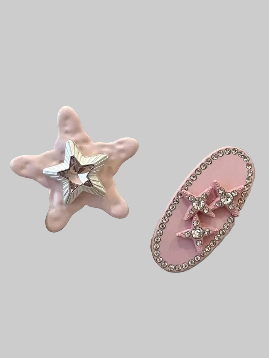 y2k pink hair star pin