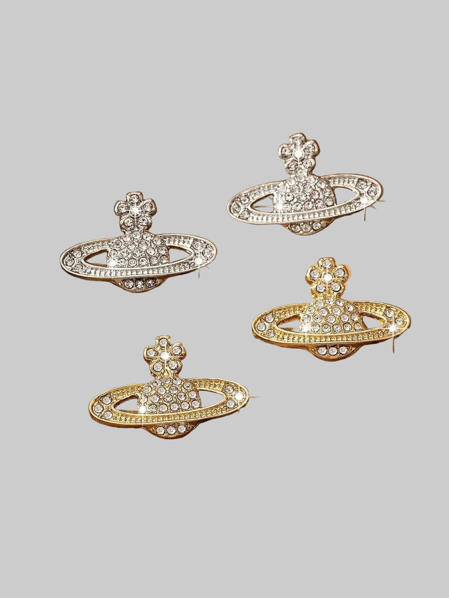 saturn rhinestone earrings