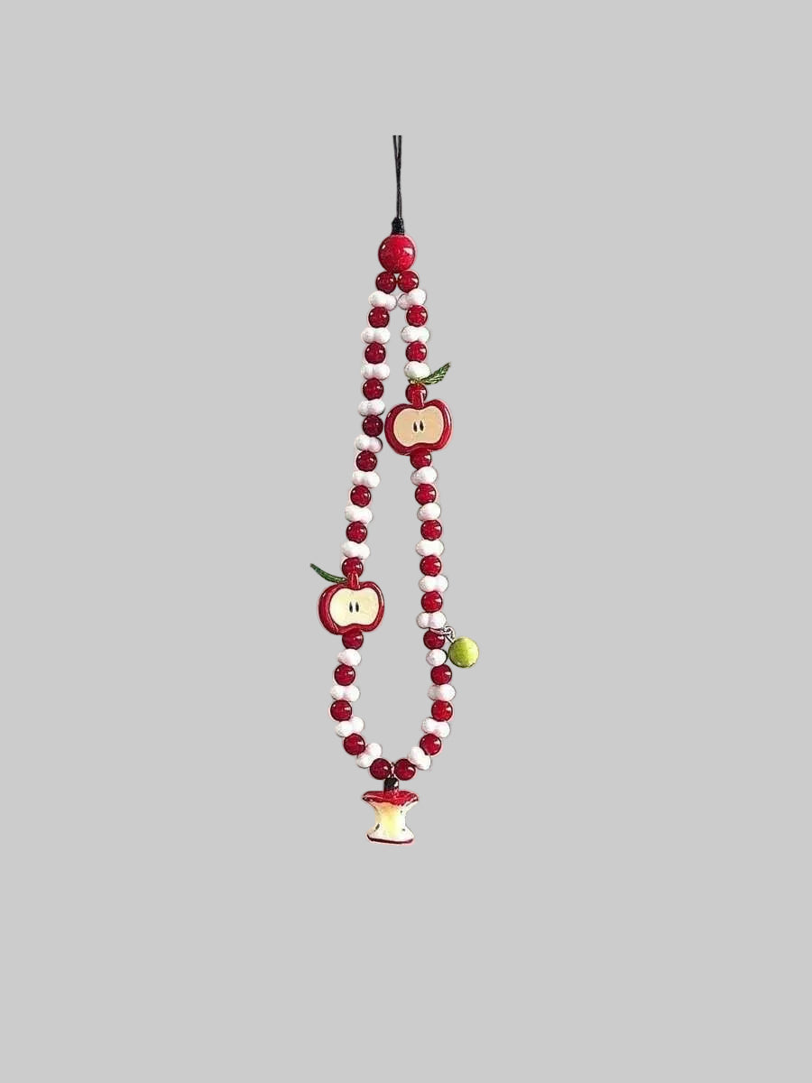 apple beaded phone charm