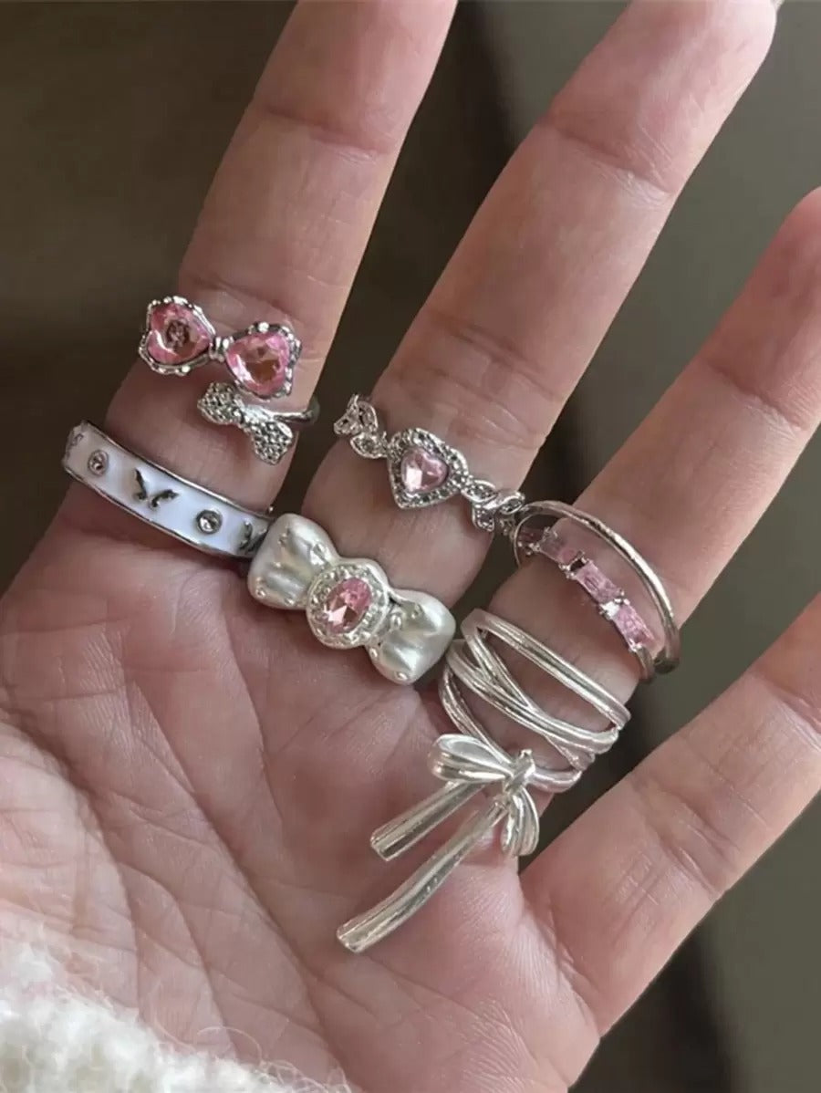 coquette bow rings set (6pcs)