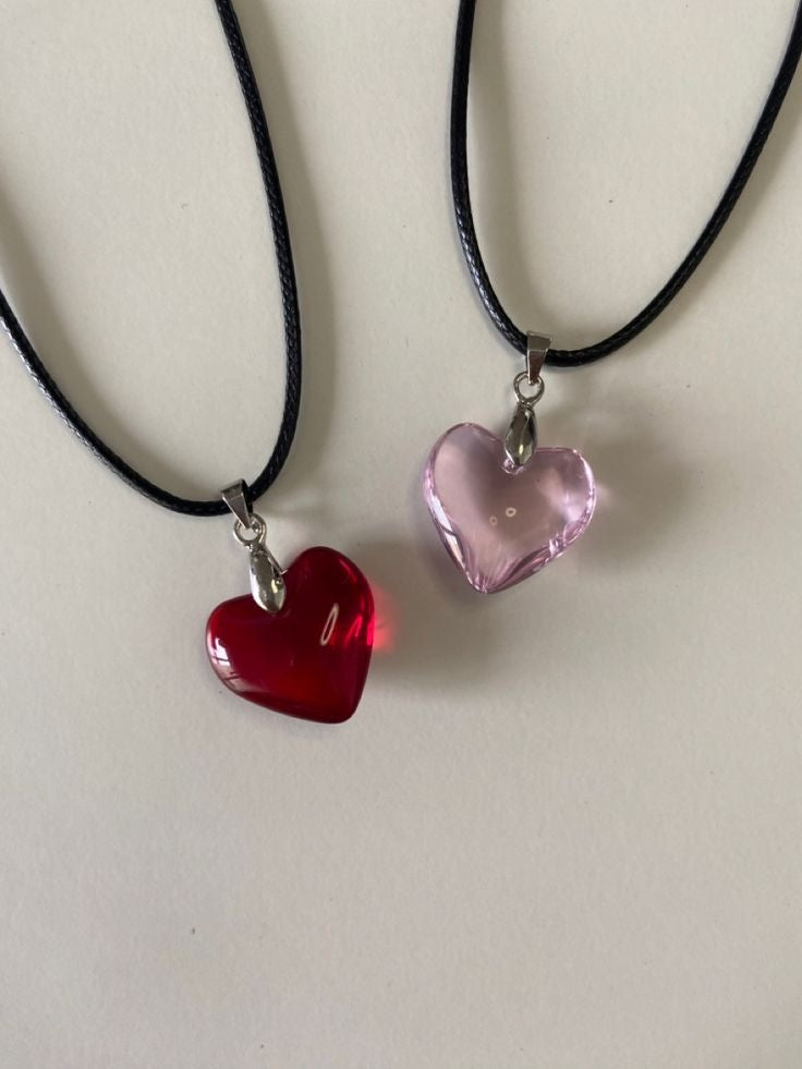 chunky big glass heart necklace