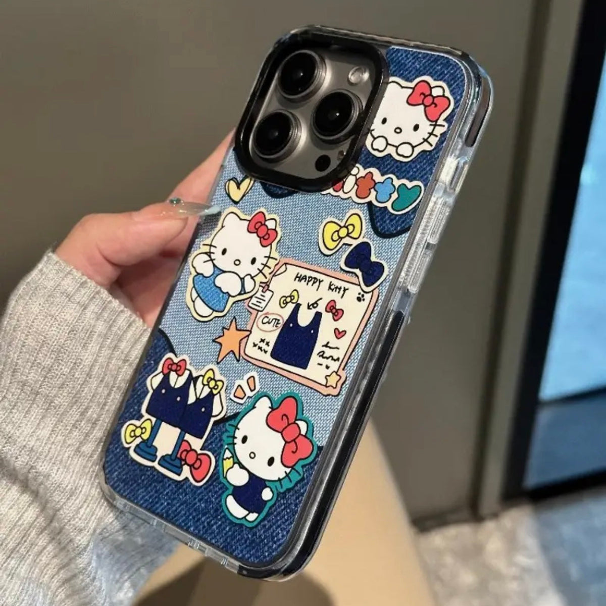 denim hello kitty phone case