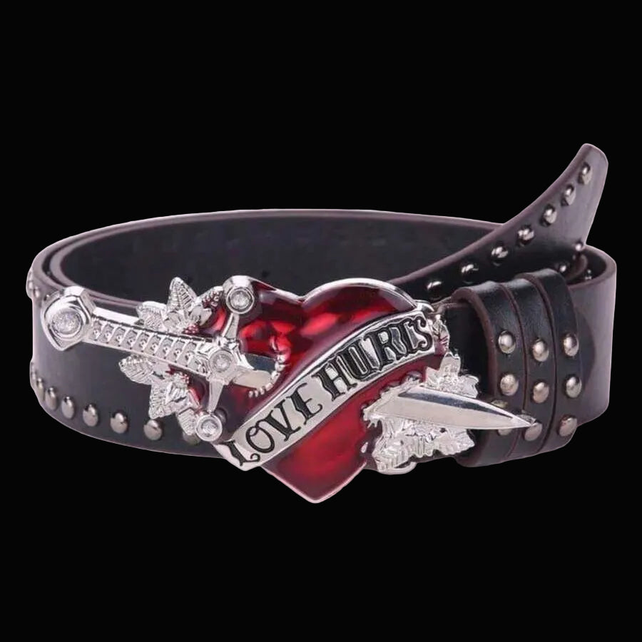 pierced heart and dagger Y2K belt