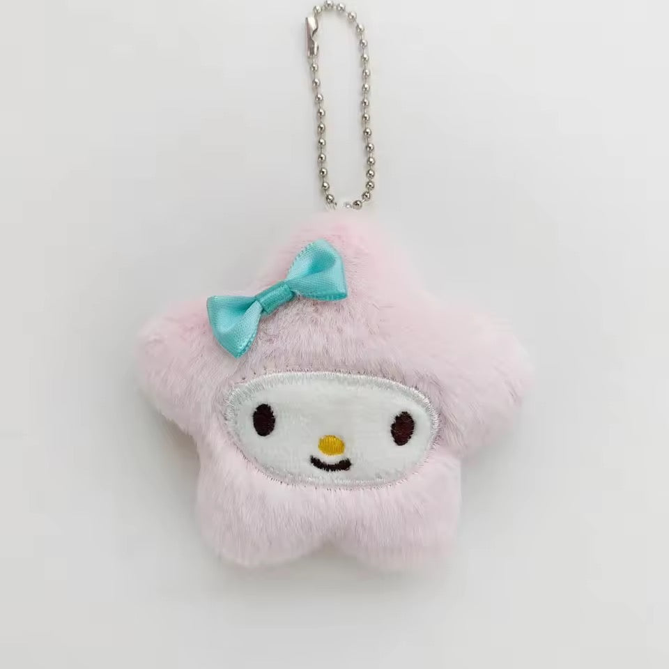 sanrio star plush keychain