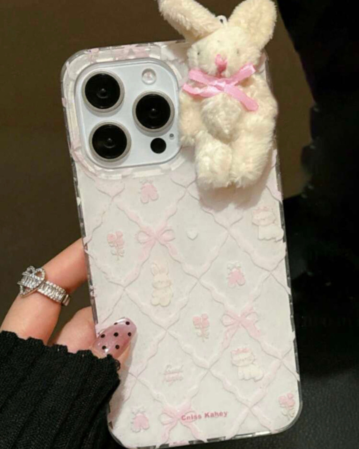 bow rabbit white phone case