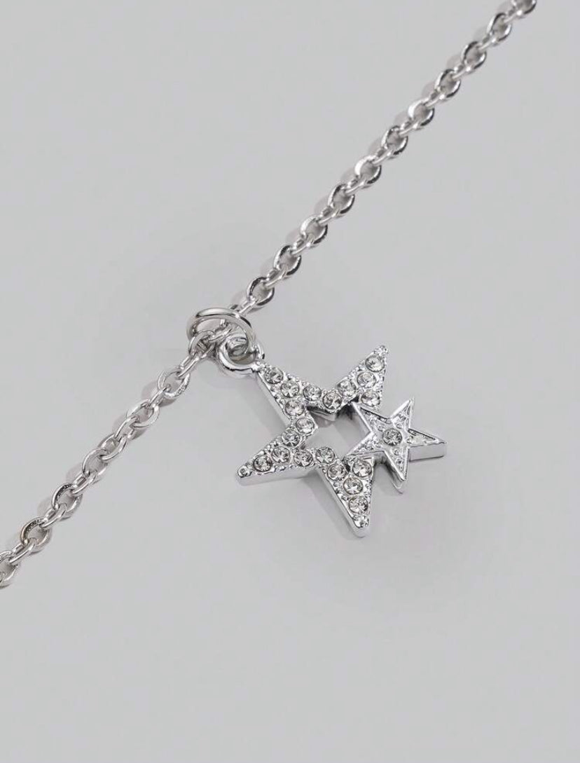 silver y2k star necklace