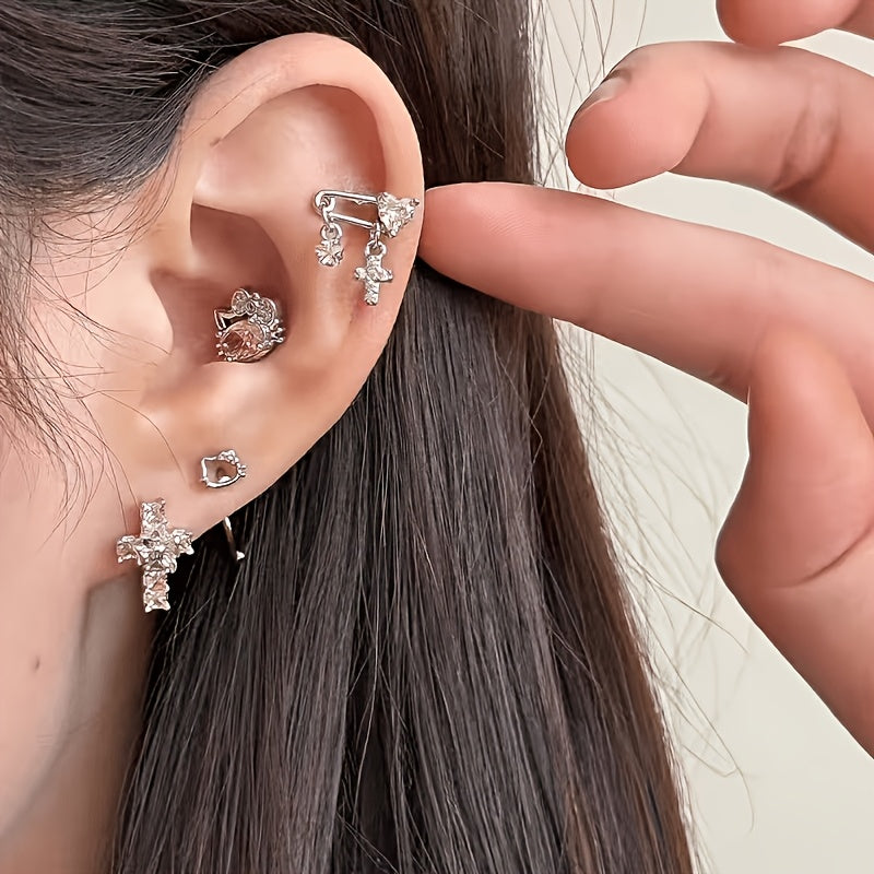 hello kitty pink crystal studs