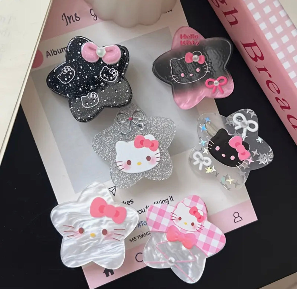 hello kitty star hair pins set